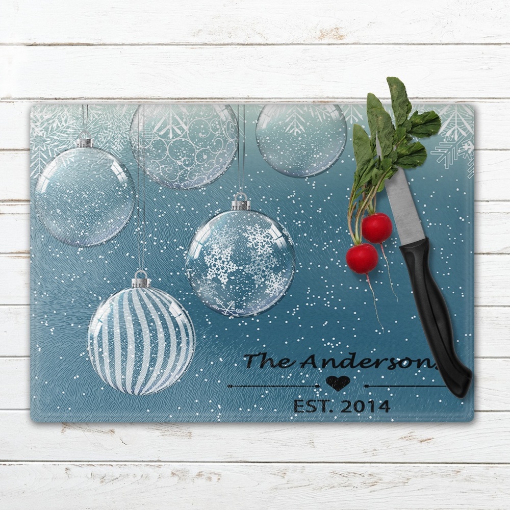 Personalized Holiday Glass Cutting Boards